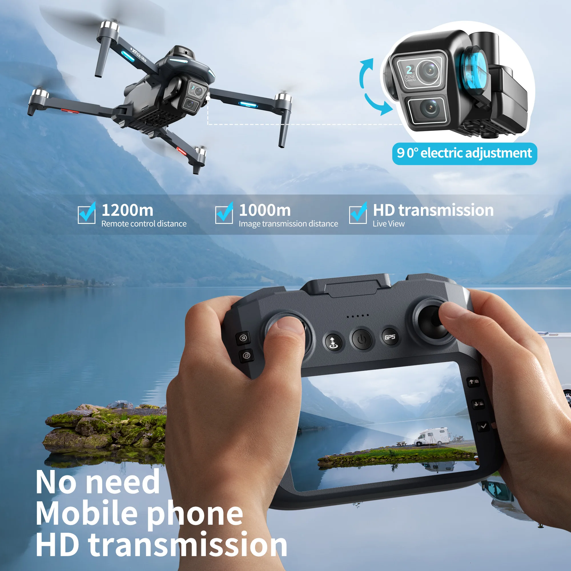 Lenovo XT606 MAX GPS Drone 4k  - Drone Gps Mount recensie en prijs