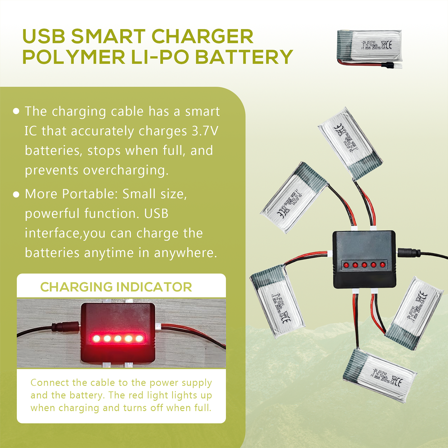 5Pcs 3.7V 500mAh LiPo Batterie - Drone Charger recensie en prijs